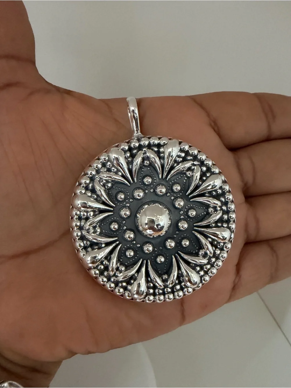 Huge Sterling Silver 925 mandala pendant (only)no cord.